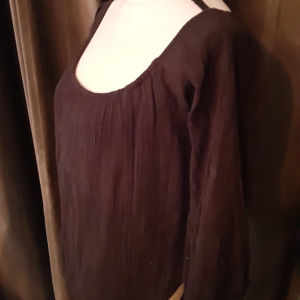 Anthro Boho Black Peasant Blouse Size M--Like New!